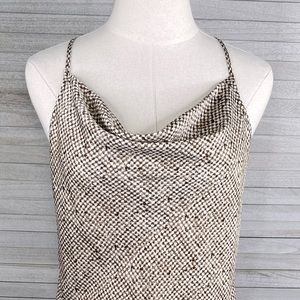 BANANA REPUBLIC Drape Neck Cami Top Brown/White Patterned-Small